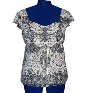 Antonio Melani Women's White/Black Short Sleeve Aline top size 12